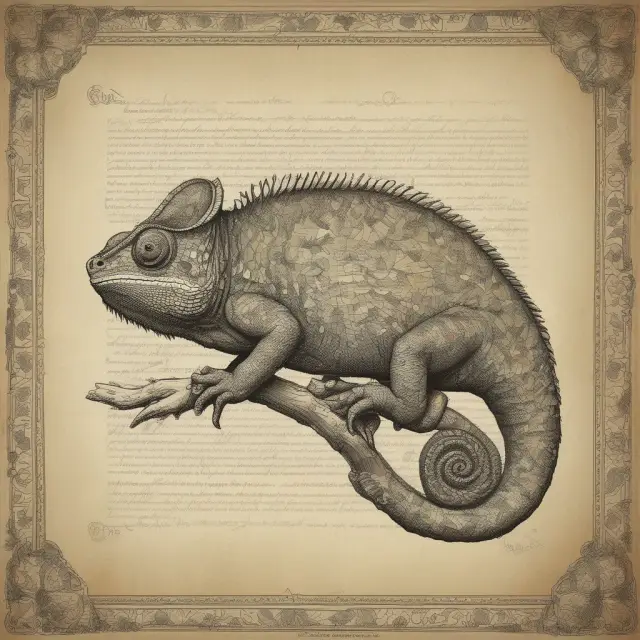 Chameleon transforming an outdated document with the help of a standardized template