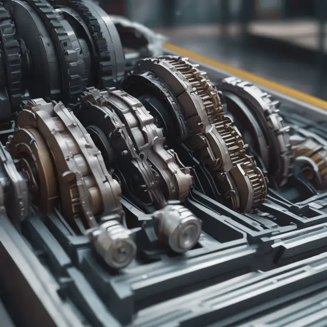 A conveyor belt filled with boilerplates evolving as customization gears turn, emphasizing adaptability and progress