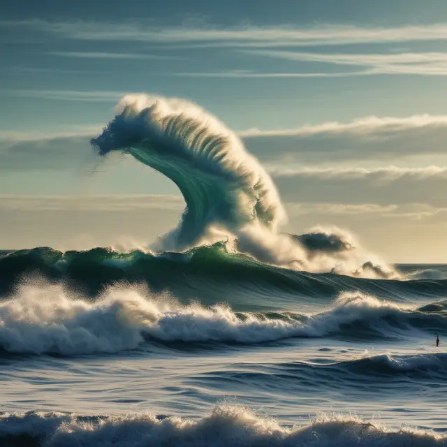 A tranquil bond ETF sea disturbed by waves symbolizing interest rate risk, emphasizing potential capital losses