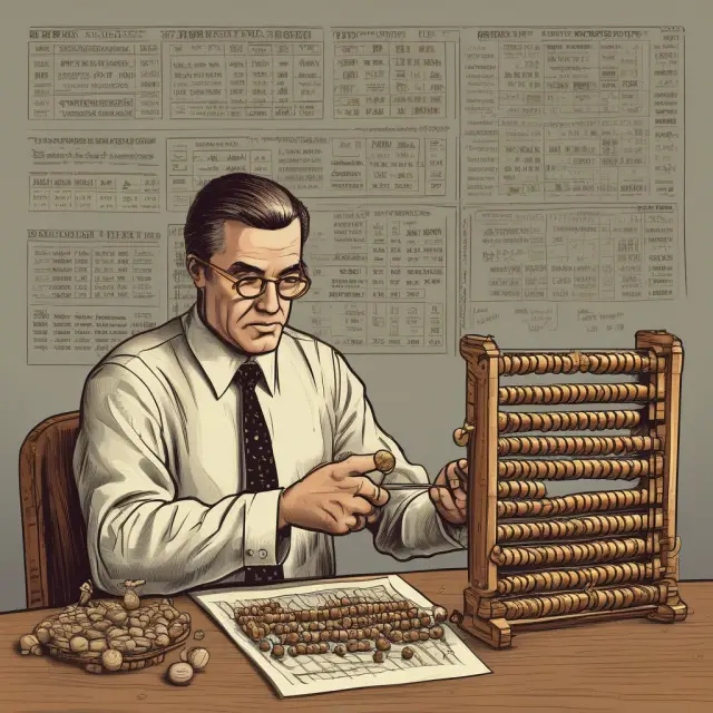 A wise investor meticulously calculating the present value of a golden zero-coupon bond using an intricate abacus, enhancing financial literacy and investment decisions.