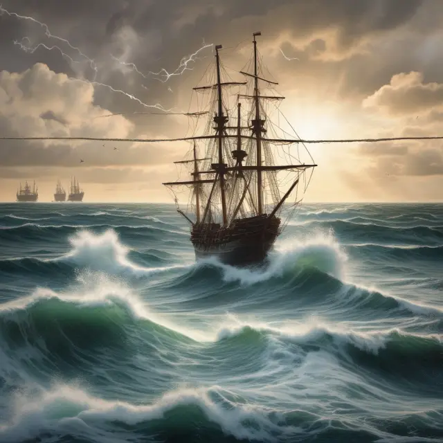 Stormy sea representing market conditions with bond yields as a weather vane guiding risk, return, and portfolio diversification
