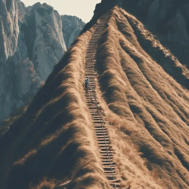 A bond ladder with various maturities ascending a mountain range of yield curves, symbolizing income-focused and capital appreciation strategies