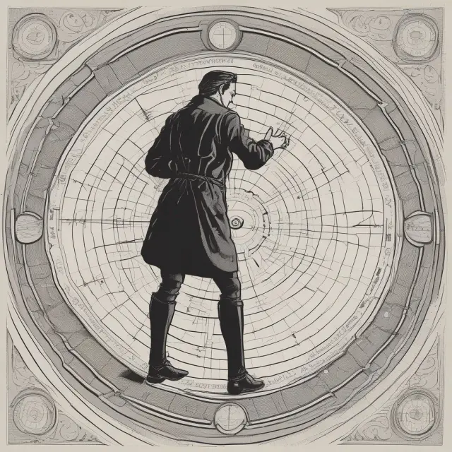 A trader examines a complex maze of bond futures contracts, using a compass adorned with a conversion factor to determine the best path forward