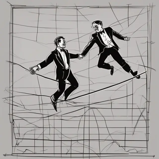 A bond trader on a tightrope, managing risk while juggling interest rate shifts in the background