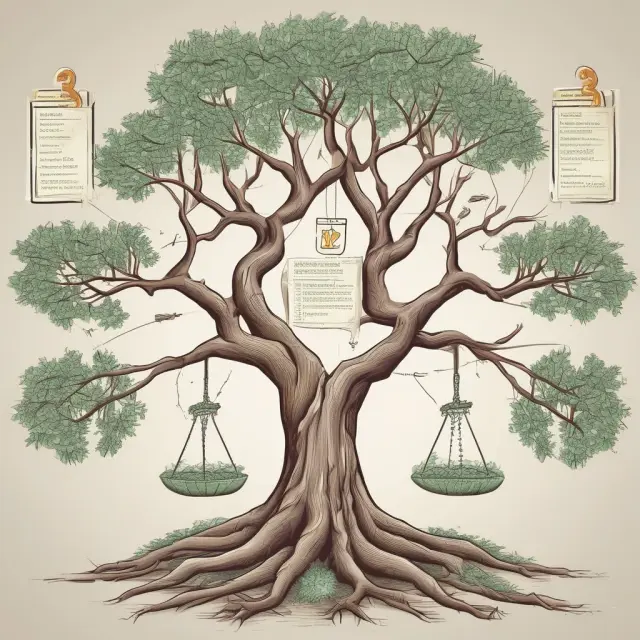 An illustration of a tree with branches representing treasury bonds and corporate bonds for constructing a bond ladder