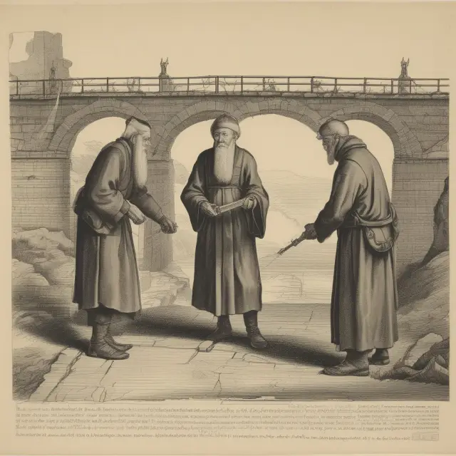 Three rating agencies assessing the structural integrity of a bridge, symbolizing their role in evaluating bond issuers