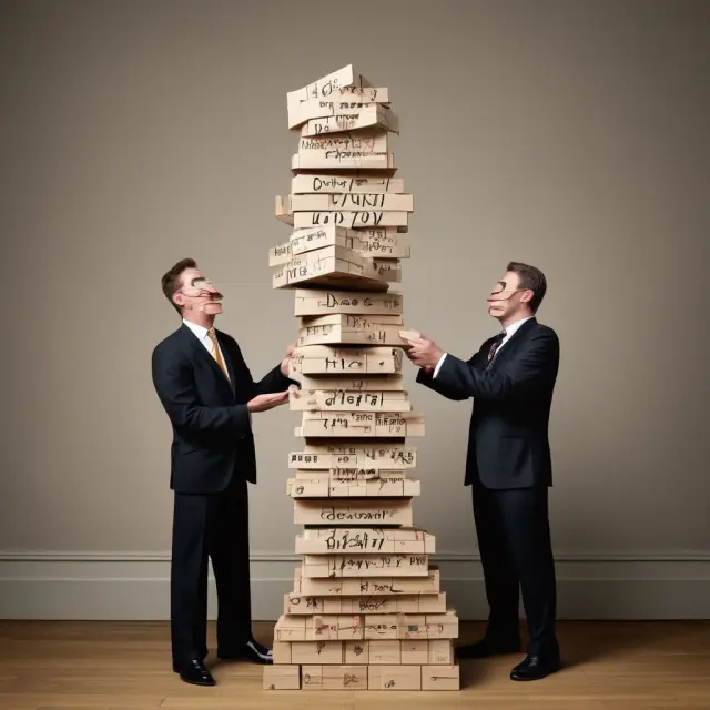 Bond rating agencies releasing flawed ratings on Jenga-like financial tower during the 2008 Economic Crisis