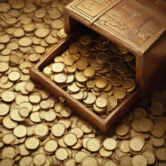 Golden coins filling a treasury, symbolizing bonus rewards