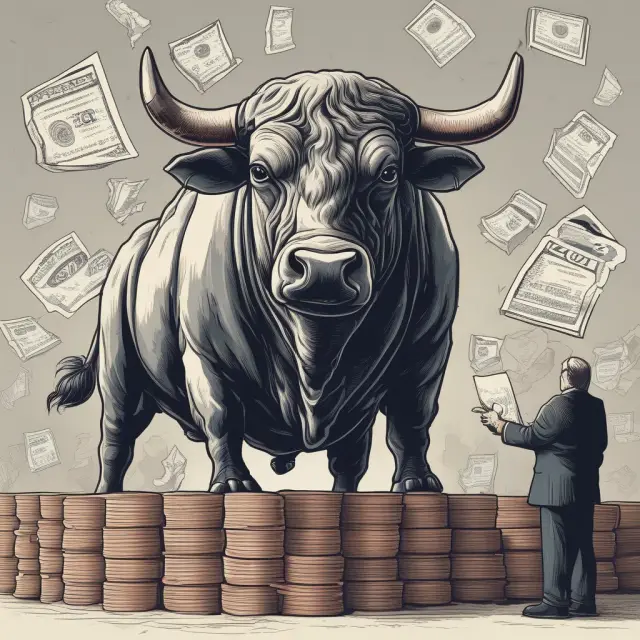 Bonus bull distributing shares to shareholders, demonstrating equal distribution and potential impact on stock prices and market capitalization