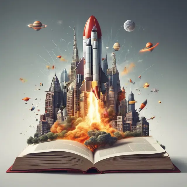 A rocket rapidly launching into space, symbolizing the swift financing process of an accelerated book build