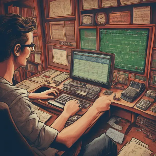 Wise bookie adjusting odds on a loom, surrounded by various sports symbols. SEO: Wise bookie, odds, betting, adjusting, lines, spreads.