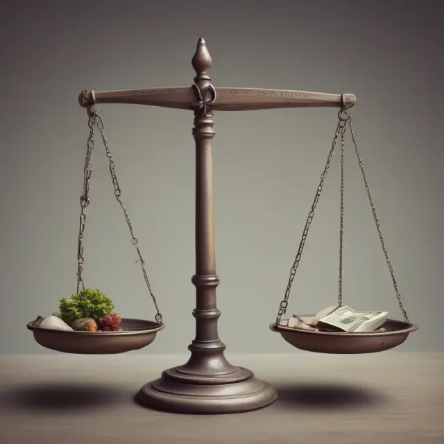 Investor balancing intangible assets (market value) and tangible assets (book value) on a scale