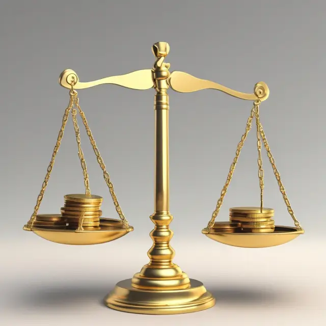 An investor weighs gold coins symbolizing shares and equity on a set of scales to calculate Book Value Per Share.