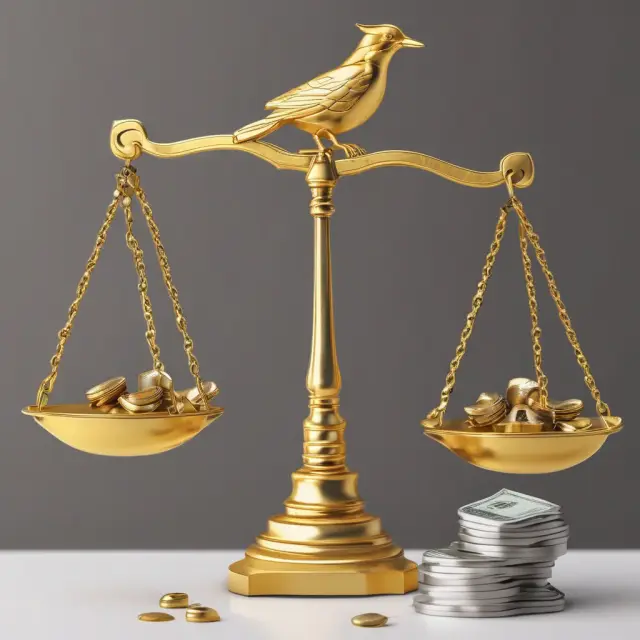 Golden bird symbolizing earnings on a balance scale with common equity components: Retained Earnings, Common Stock, & APIC.