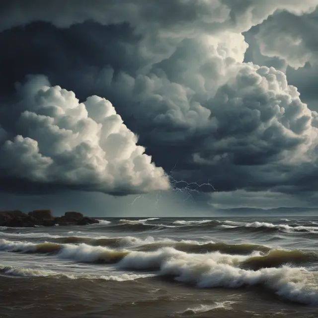 A stormy sky filled with ominous clouds representing economic uncertainty and investor panic during a recession