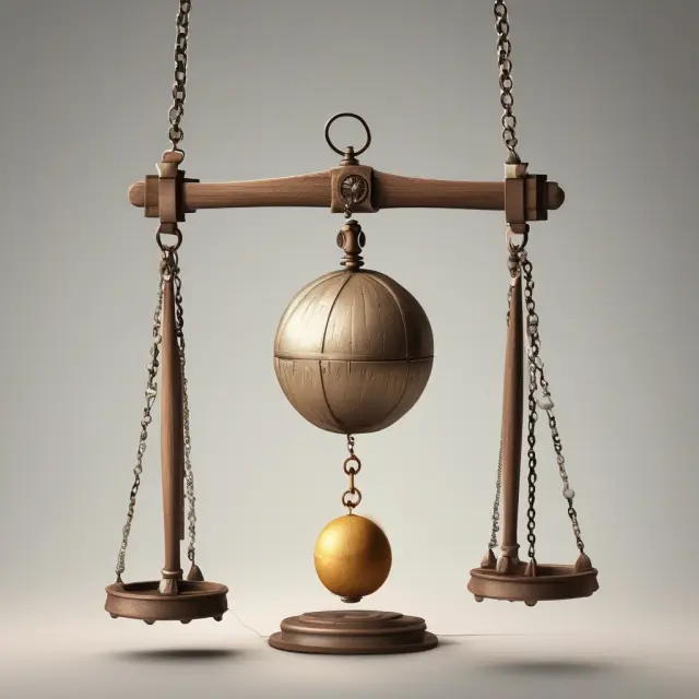 Metaphoric image of a pendulum symbolizing economic expansions and contractions, reflecting historical boom-bust cycles.