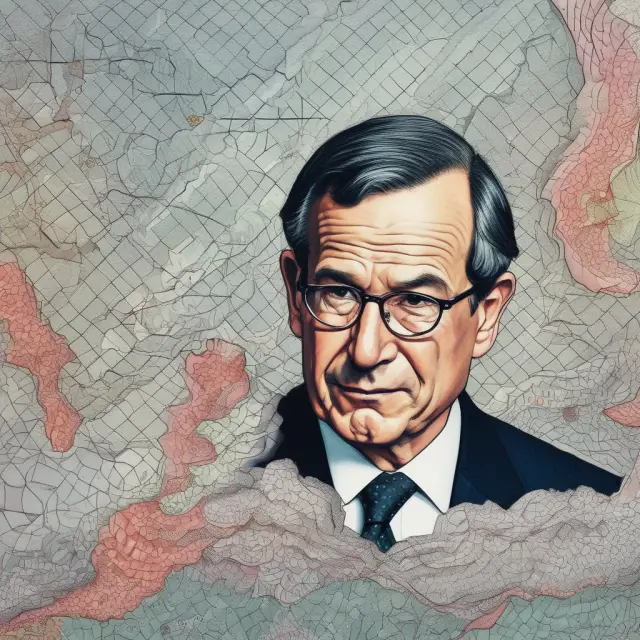 Central bank governor steering the economy with interest rate and inflation tools in a dynamic chart-filled landscape