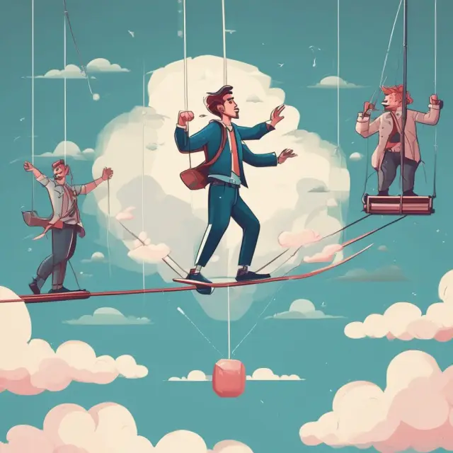 Entrepreneur balancing personal assets (equity), personal debt, cutting costs, forming partnerships, and limiting operations for bootstrapped business growth