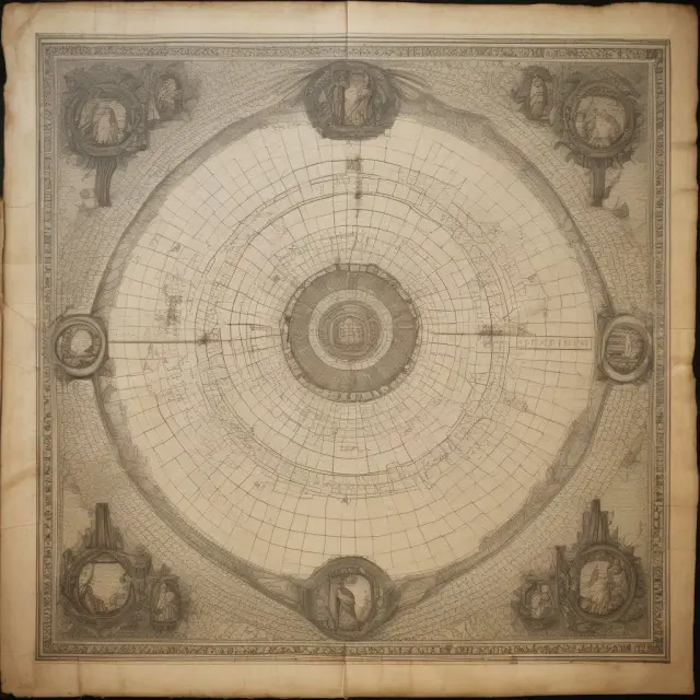 Visualizing the historical evolution and significance of BOP through an ancient parchment adorned with interconnected silver threads representing countries
