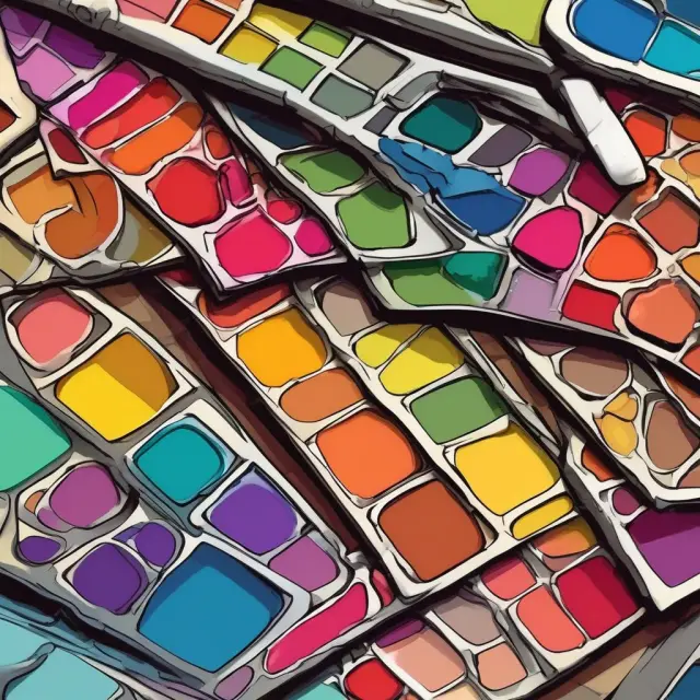An artist meticulously mixing pigments on a palette symbolizes the calculation of a discount factor to ascertain the borrowing base.