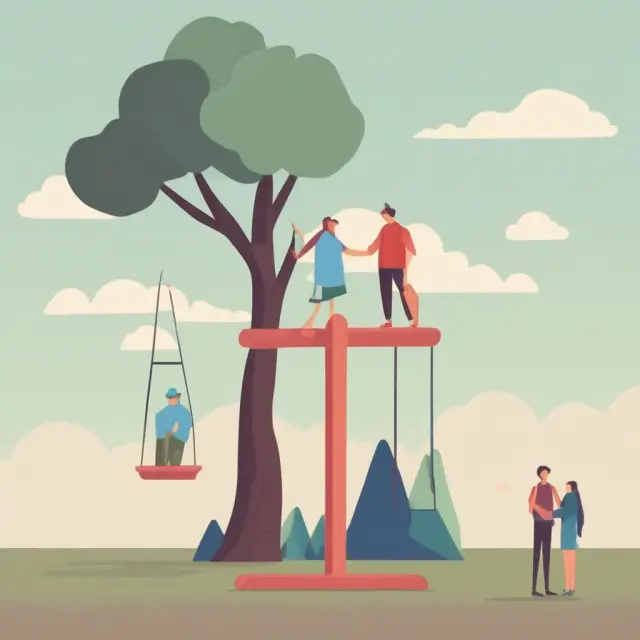 Lender and borrower adjust their positions on a seesaw based on fluctuating collateral values
