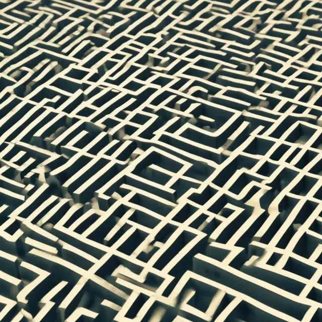 An institutional investor skillfully maneuvering through a complex maze, representing the intricacies of borrowing base loans and their best practices