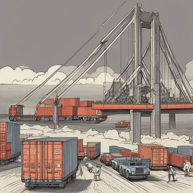 Visualizing the relationship between balance of trade and business cycles, featuring a seesaw illustrating import and export fluctuations