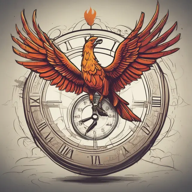A clock hand symbolizes public entities, while the Phoenix represents the private sector, collaborating to build and maintain infrastructure
