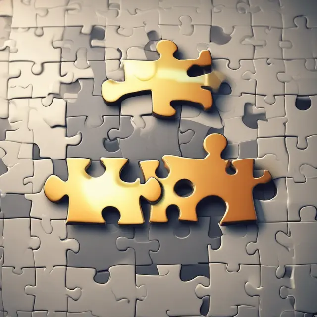 A golden sun rises over three intricately connected puzzle pieces, representing successful BOT projects in various sectors: aviation, infrastructure, and renewable energy.