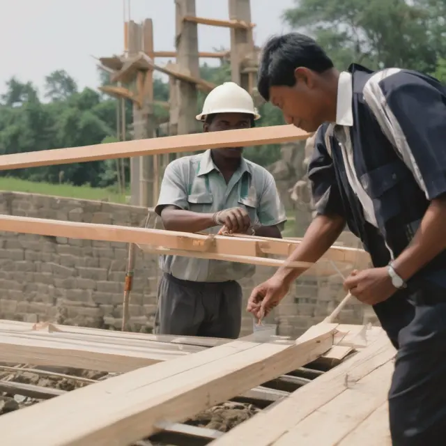 Private hand building a bridge under supervision of government official - Build-Operate-Transfer Contract symbolism