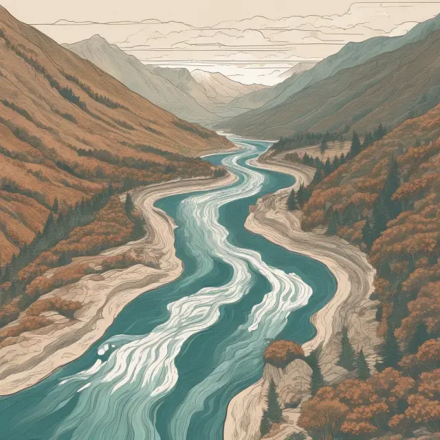 River represents production flow between mountains, mountain on left for short-term bottlenecks and right for long-term improvements