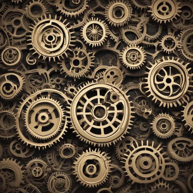 An intricate labyrinth of gears and cogs illustrates the complexities of bottlenecks in production processes.