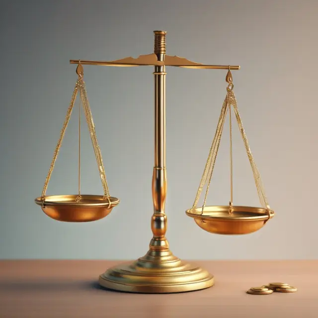 Golden scale balancing gross revenue (top line) and net income (bottom line), symbolizing financial health.