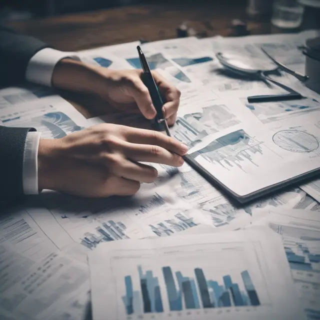 A dedicated analyst examines financial documents and charts while carefully scrutinizing high-quality companies for bottom-up investment opportunities