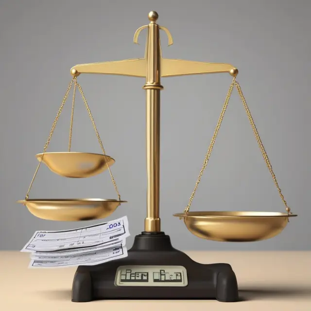 Golden credit score scale balancing against bounced checks