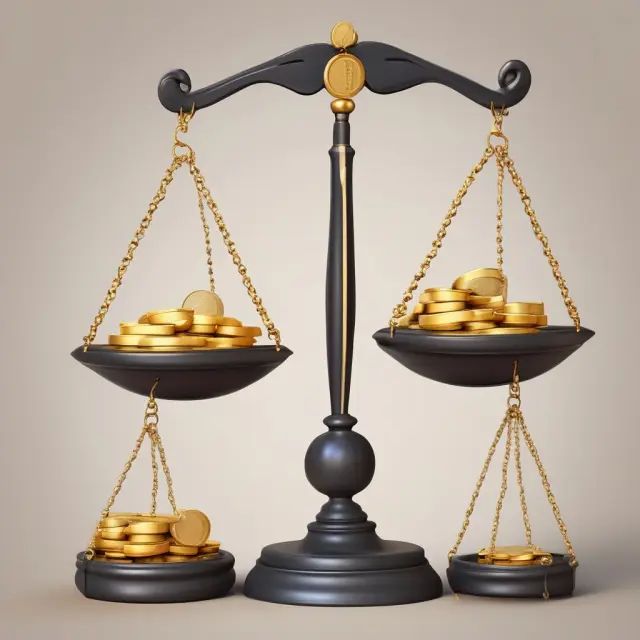 Balance scale weighing a bounced check against gold coins, representing financial risks for businesses.