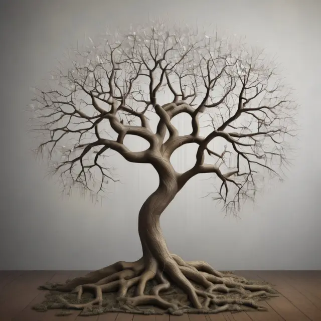 Two scales balanced on a central axis represent the advantages and disadvantages of implementing branch accounting