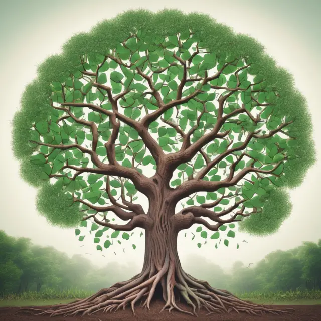 Tree representing branch banks with outstretched branches connecting various communities