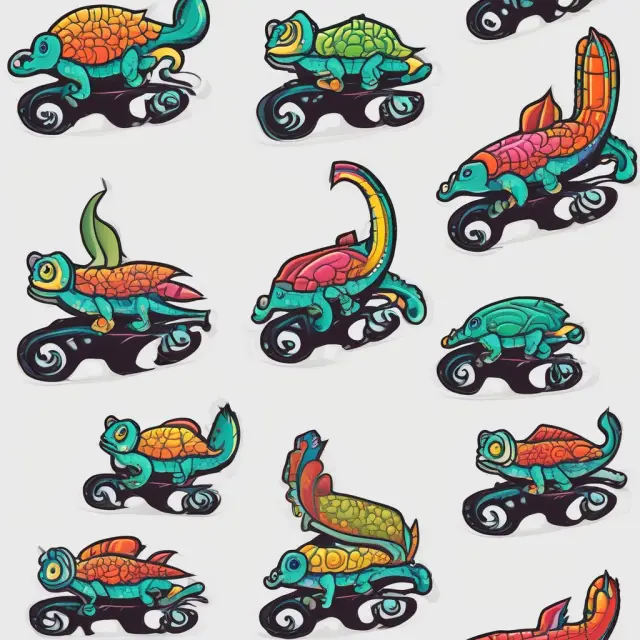 Chameleon transforming a logo into a new product, symbolizing successful brand extension