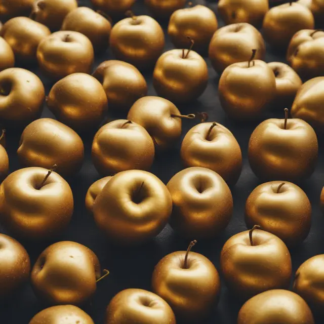 Golden apple representing strong brand identity, with bite taken off, boosting sales and marketing success