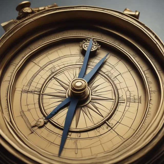 A golden compass symbolically representing brand management techniques, guiding institutional investors towards trust and growth