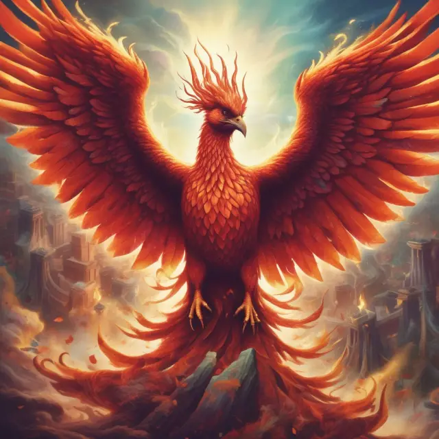Phoenix rising from branded waves, symbolizing the power of effective brand recognition in standing out from market competition.