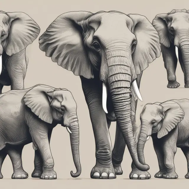 Elephants symbolizing brand identity delicately balance various brand touchpoints: websites, social media, advertising, and packaging.