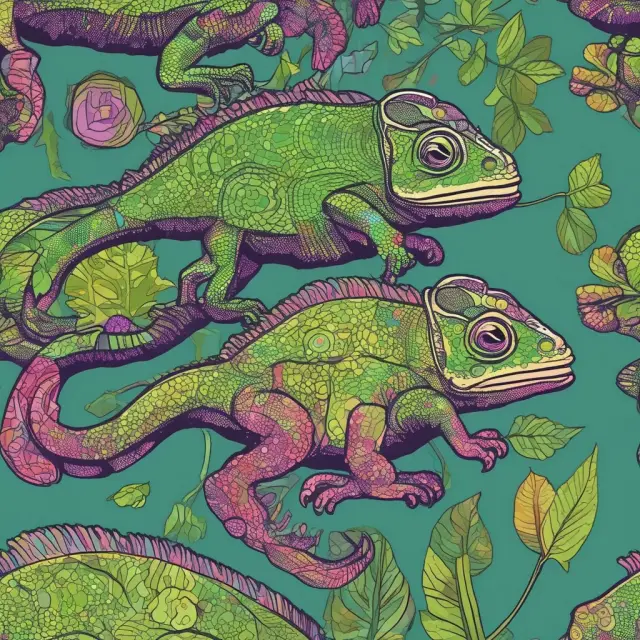 A chameleon metamorphosing into various digital branding elements, symbolizing adaptability in the post-COVID world