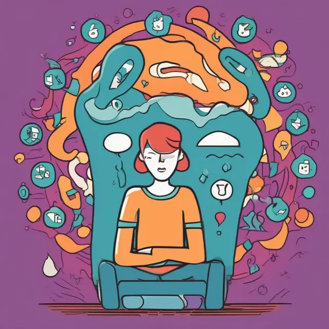 An empathetic brand figure comforting a frustrated customer on tumultuous social media waves, illustrating effective customer interaction management