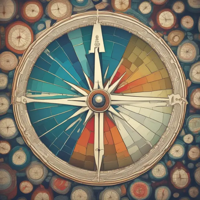 Compass with brand logo sailing through a sea of data points and charts, illustrating brand awareness measurement.