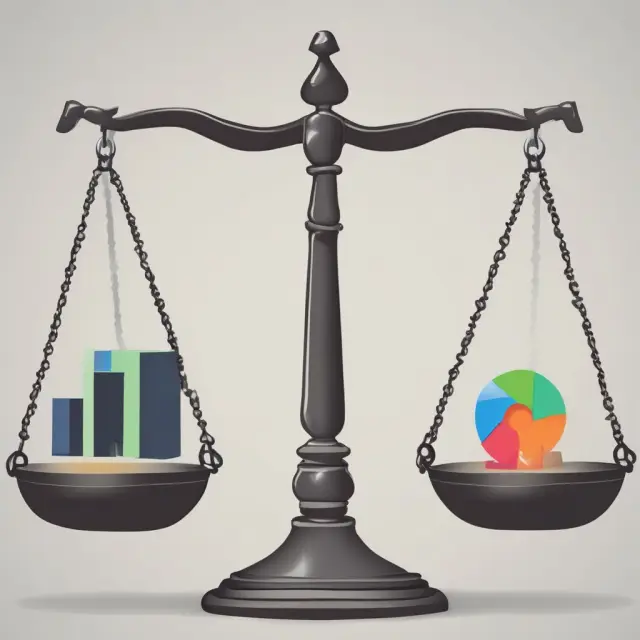 Image of two scales in balance. One side holds a pile of sales and profits; the other, brand reputation and loyalty.