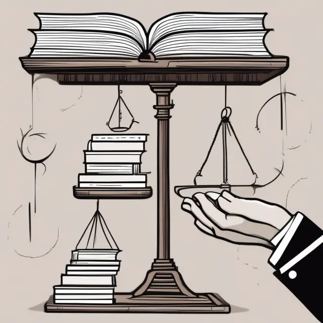 Image shows a person balancing a scale with books symbolizing high and low prices in a competitive market environment