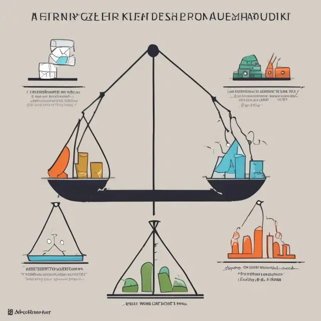 Visual representation of a scale tipping balance between expenses and revenues at the breakeven point