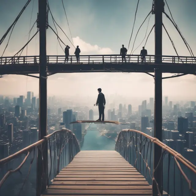 Person standing on a bridge, representing bridge loan as a financial solution for transition between present and future